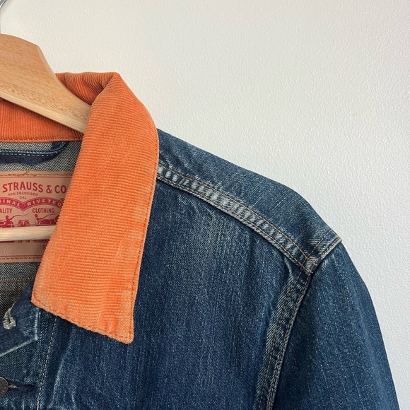 Levi’s Orange & Blue Corduroy Denim Jean Jacket - Picture 2 of 5